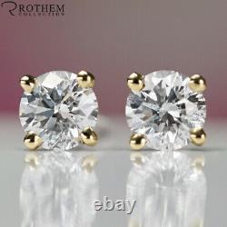 Solitaire Diamond Stud Earrings 1.46 CT 14K Yellow Gold SI2 Studs 35453980