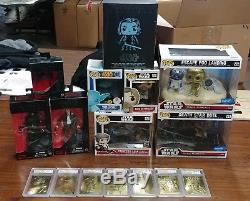 Star Wars Lot, Funko Pops, Toys and graded trading cards, all new