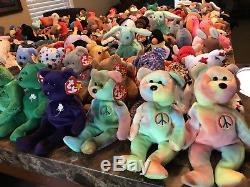TY BEANIE LOT of 200 BEANIE BABIES/RARE/RETIRED/COLLECTION/AUTHENTICATED