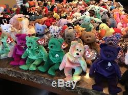 TY BEANIE LOT of 200 BEANIE BABIES/RARE/RETIRED/COLLECTION/AUTHENTICATED