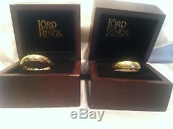 The Lord Of The Rings Hobbit's Ring 10k/14k Gold Set Of Two In Wooden Ring Boxes