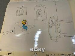 The Simpsons 11 Early Color Animation Cels Maggie sits in Bart's Chair