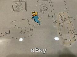 The Simpsons 11 Early Color Animation Cels Maggie sits in Bart's Chair