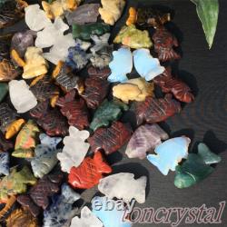 Top Wholesale Mix Natural Quartz Crystal Mini Fish Carved Crystal Healing 50PCS