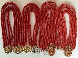 Top collection whole sale 580 gram antique natural coral necklace all in gold