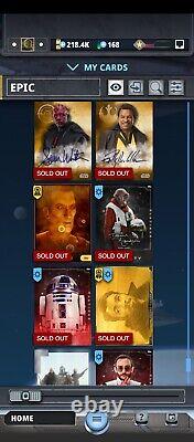 Topps Star Wars Digital Cards Whole account for sale. 36 Legendary, 331 epic