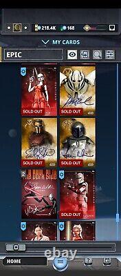 Topps Star Wars Digital Cards Whole account for sale. 36 Legendary, 331 epic