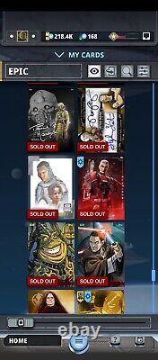 Topps Star Wars Digital Cards Whole account for sale. 36 Legendary, 331 epic