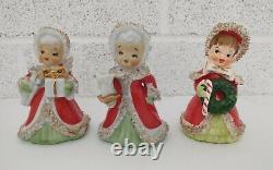 Trio Lefton Angels Bells Spaghetti Trim Gold 1956 Japan Gift Wreath Candle Loose