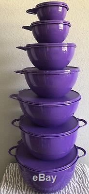 Tupperware Classic Thatsa Bowl Set Tower of Seven Purple 14L, 10L, 7.8L New