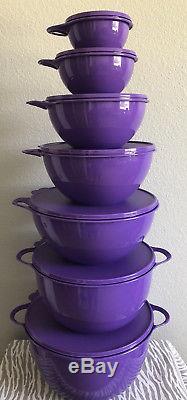 Tupperware Classic Thatsa Bowl Set Tower of Seven Purple 14L, 10L, 7.8L New