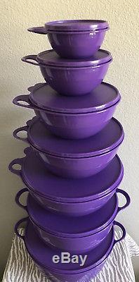 Tupperware Classic Thatsa Bowl Set Tower of Seven Purple 14L, 10L, 7.8L New