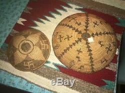 Two (2), beautiful, antique, Apache Tight-weave baskets whirling logs! Cool