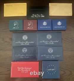 U. S. Mint Silver Coin Collection 13-Piece Lot with COAs, Proofs, Ikes