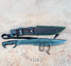 Ubr Custom Handmade High Carbon Steel Hunting Machete Sword With Leather Sheath