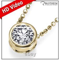 Unique 1.00 CT D I2 Round Diamond Pendant Necklace 18K Yellow Gold 54571242