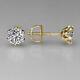 Unique 1.00 Ct D Si2 Round Diamond Stud Earrings 18k Yellow Gold Crown 51534306