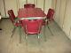 Vintage Original Red Fractured Ice Formica 1950's Dinette Set-table & 4 Chairs