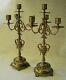 Vintage Ornate Brass Candle Candelabra Pair Art Nouveau Deco Antique