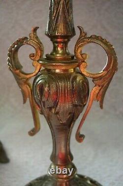 VINTAGE ORNATE BRASS Candle CANDELABRA PAIR Art Nouveau Deco Antique
