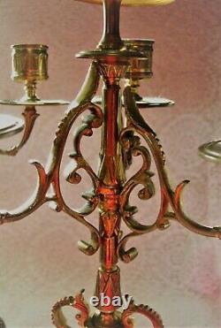 VINTAGE ORNATE BRASS Candle CANDELABRA PAIR Art Nouveau Deco Antique