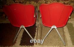 VTG/Retro Childs Red Metal Table & Shell Back Chair Set 1950s Lawn Garden Home