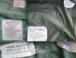 Vietnam US Army ERDL, tiger stripe, combat uniform pants shirt set lot trousers