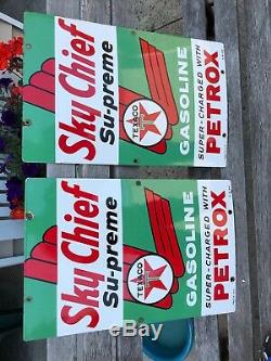 Vintage 1959 Porcelain Texaco Sky Chief Gas Pump Signs Antique Old