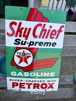 Vintage 1959 Porcelain Texaco Sky Chief Gas Pump Signs Antique Old