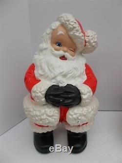 Vintage Atlantic Mold 14 Winking Santa Mrs Claus Knitting 2 Christmas Ceramics