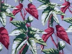 Vintage Barkcloth Curtain Panels Matching Set of 4 Tropical Floral Print Drapes