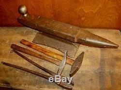 Vintage Blacksmith Anvil, Tongs, Hardy, Hammers Forging Tools Silversmith Stake