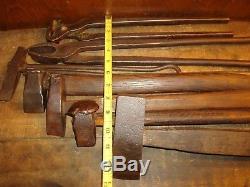 Vintage Blacksmith Forging Hammer & Tong Tool Lot Anvil Forming Tools