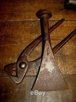 Vintage Blacksmith Hammer, Chisel & Tong Tool Lot Unusual Anvil Forging Tools