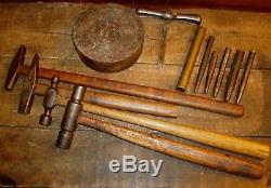 Vintage Blacksmith, Jewelers Hammer, Anvil, Chisels Silversmith Tools Repousse