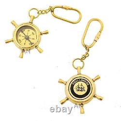 Vintage Brass Ship Wheel Compass Key ring, Whole Sale Key Chain, Gift Keyring