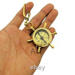 Vintage Brass Ship Wheel Compass Key ring, Whole Sale Key Chain, Gift Keyring