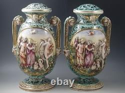 Vintage Capodimonte Italy Figural Cherubs Demons Mythical Lamps Pair