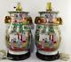 Vintage Chinese Porcelain Rose Medallion Export Pair Of Large Lamps