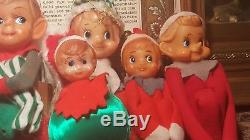 Vintage Christmas Elf Knee Huggers Felt Ornaments Figures Japan Elves Pixie