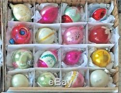 Vintage Christmas Glass Ball Ornaments Indents Teardrops Lot of 64