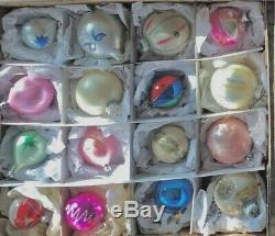 Vintage Christmas Glass Ball Ornaments Indents Teardrops Lot of 64