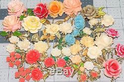 Vintage Enamel Flower Rose Brooch Pin Collection Wholesale Resale Bridal Bouquet