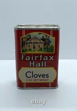 Vintage Fairfax Hall Cloves Spice Tin Wholesale Grocers Exchange- Richmond, VA