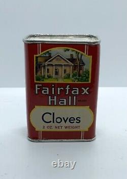 Vintage Fairfax Hall Cloves Spice Tin Wholesale Grocers Exchange- Richmond, VA