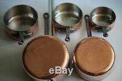 Vintage French Copper Saucepan Pan Set (5) Home Cookware Set Stamped 9.9lb