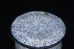 Vintage Graniteware Blue and White Swirl Bucket/Lid with Funnal