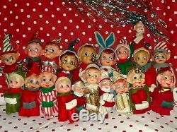 Vintage Lot Of 20 Knee Hugger Pixie Christmas Felt Elf Santa Rabbit Japan Deco