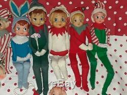 Vintage Lot Of 20 Knee Hugger Pixie Christmas Felt Elf Santa Rabbit Japan Deco