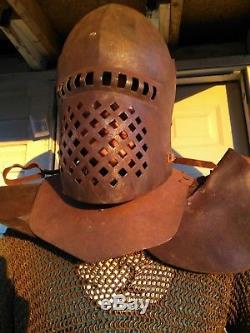 Vintage Medieval Knight Suit of Armor Combat Body Armour helmet & chainmail